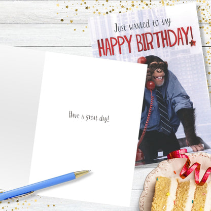 Hand-Finished Funny Birthday Greeting Card Happy Birthday Chimpanzee For Him