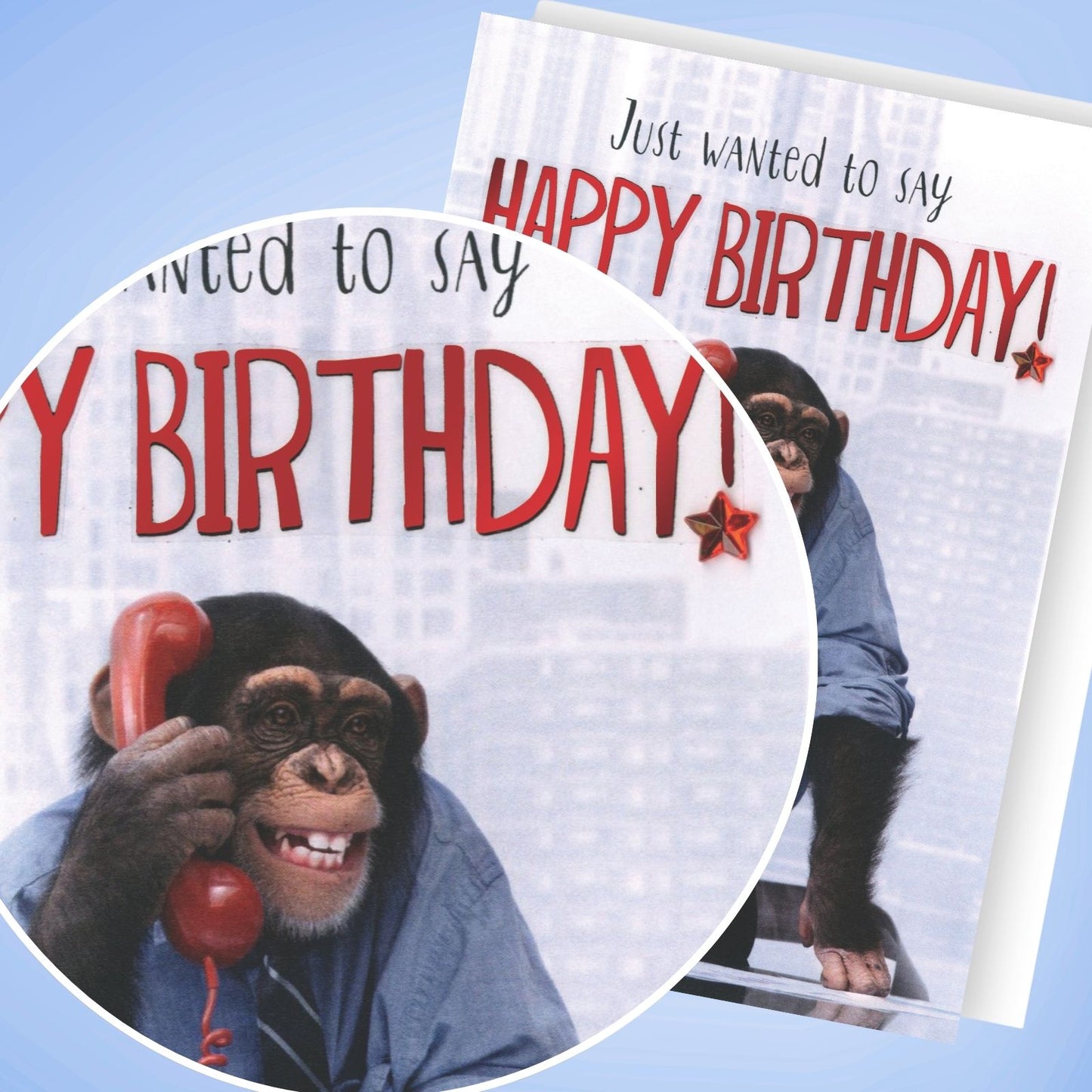 Hand-Finished Funny Birthday Greeting Card Happy Birthday Chimpanzee For Him