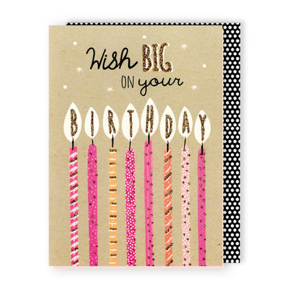 Hand-Finished Birthday Card Wish Big On Your Birthday Glitter Sparkle Wishes