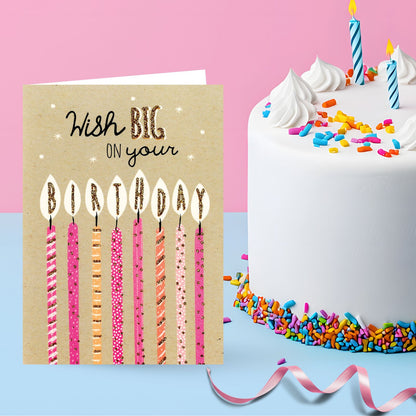 Hand-Finished Birthday Card Wish Big On Your Birthday Glitter Sparkle Wishes