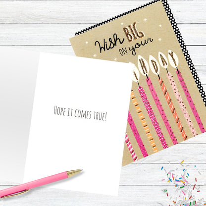 Hand-Finished Birthday Card Wish Big On Your Birthday Glitter Sparkle Wishes
