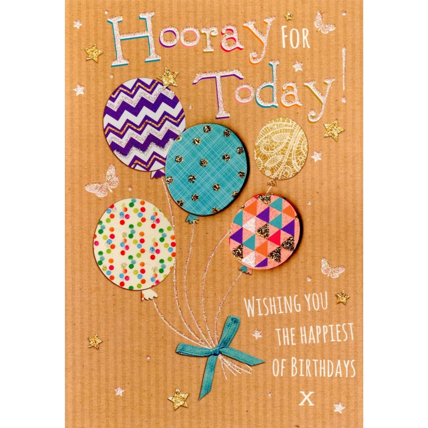 Hand-Finished Glittered Birthday Greeting Card Happiest Of Birthdays For Her