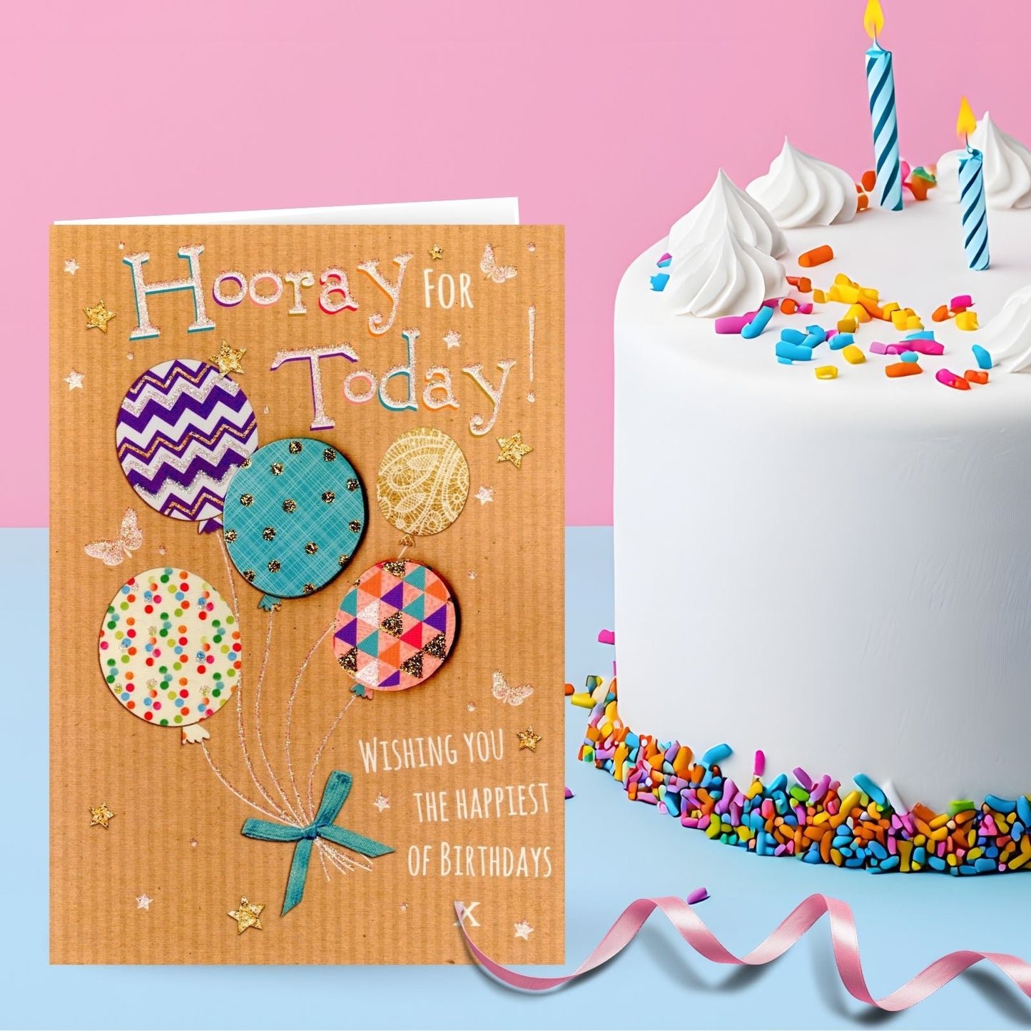 Hand-Finished Glittered Birthday Greeting Card Happiest Of Birthdays For Her