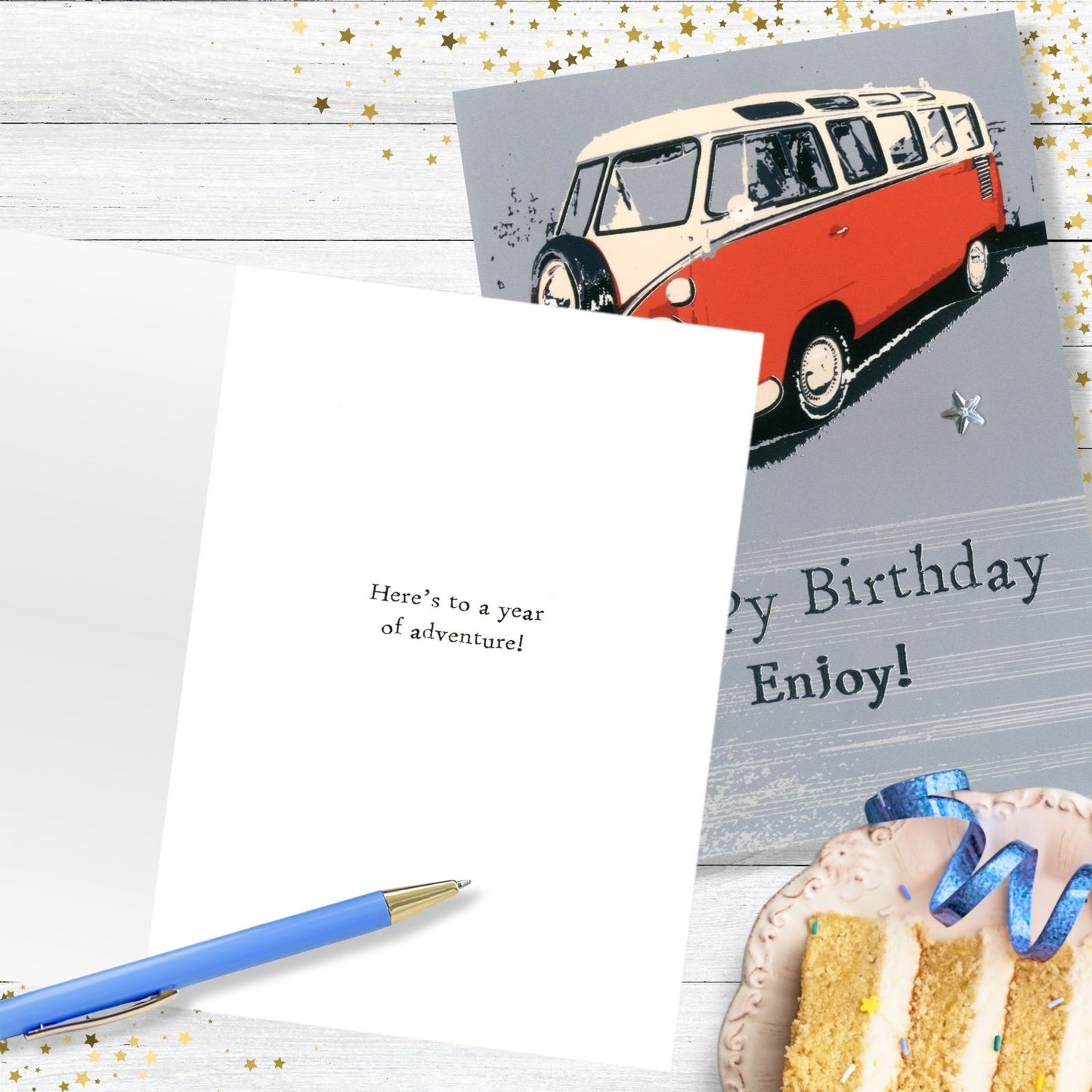Hand-Finished Birthday Greeting Card Embellished Camper Adventure For Him