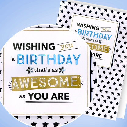 Hand-Finished Birthday Card Wishing You A Birthday That's Awesome As You For Him