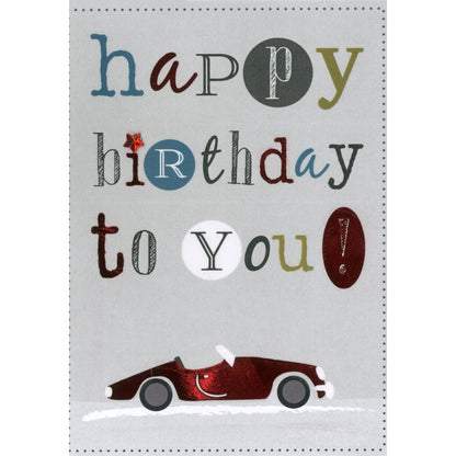 Hand-Finished Happy Birthday Greeting Card Embellished Classic Car For Him