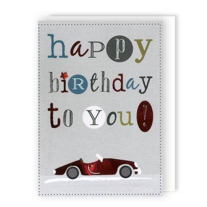 Hand-Finished Happy Birthday Greeting Card Embellished Classic Car For Him