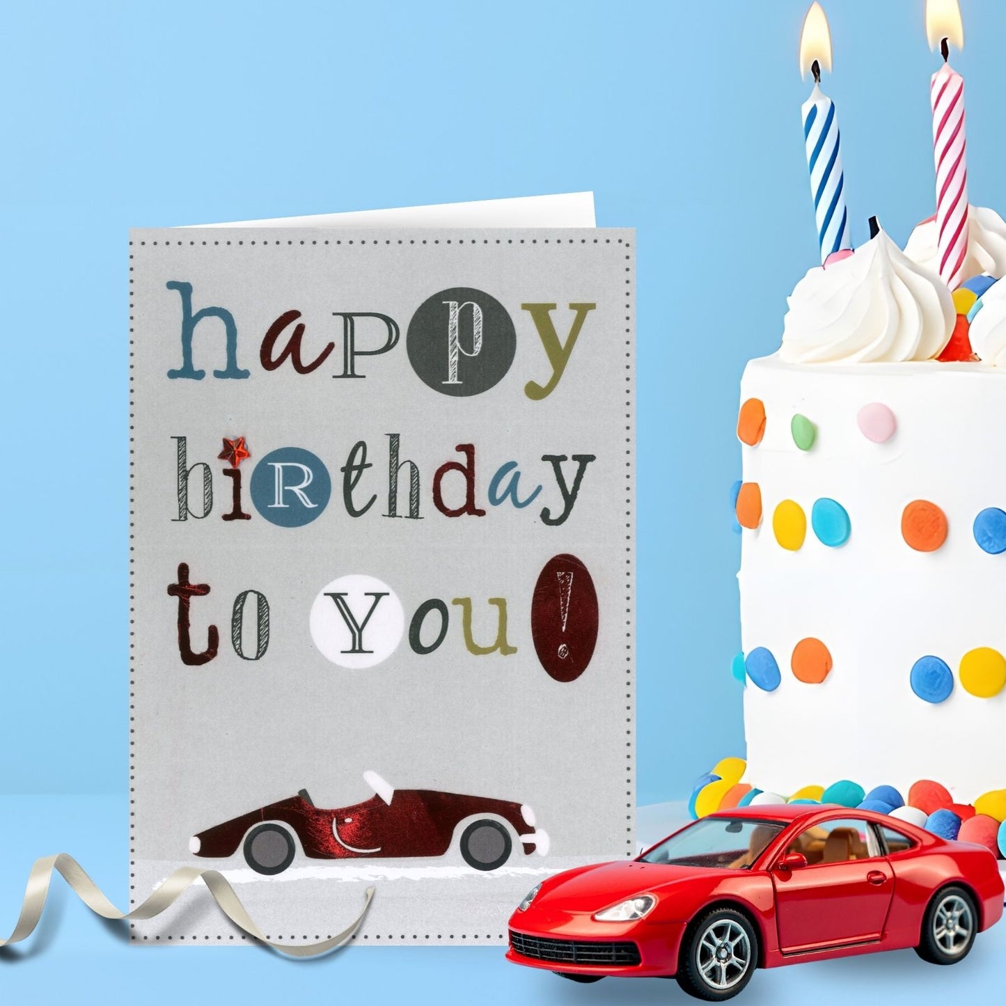Hand-Finished Happy Birthday Greeting Card Embellished Classic Car For Him