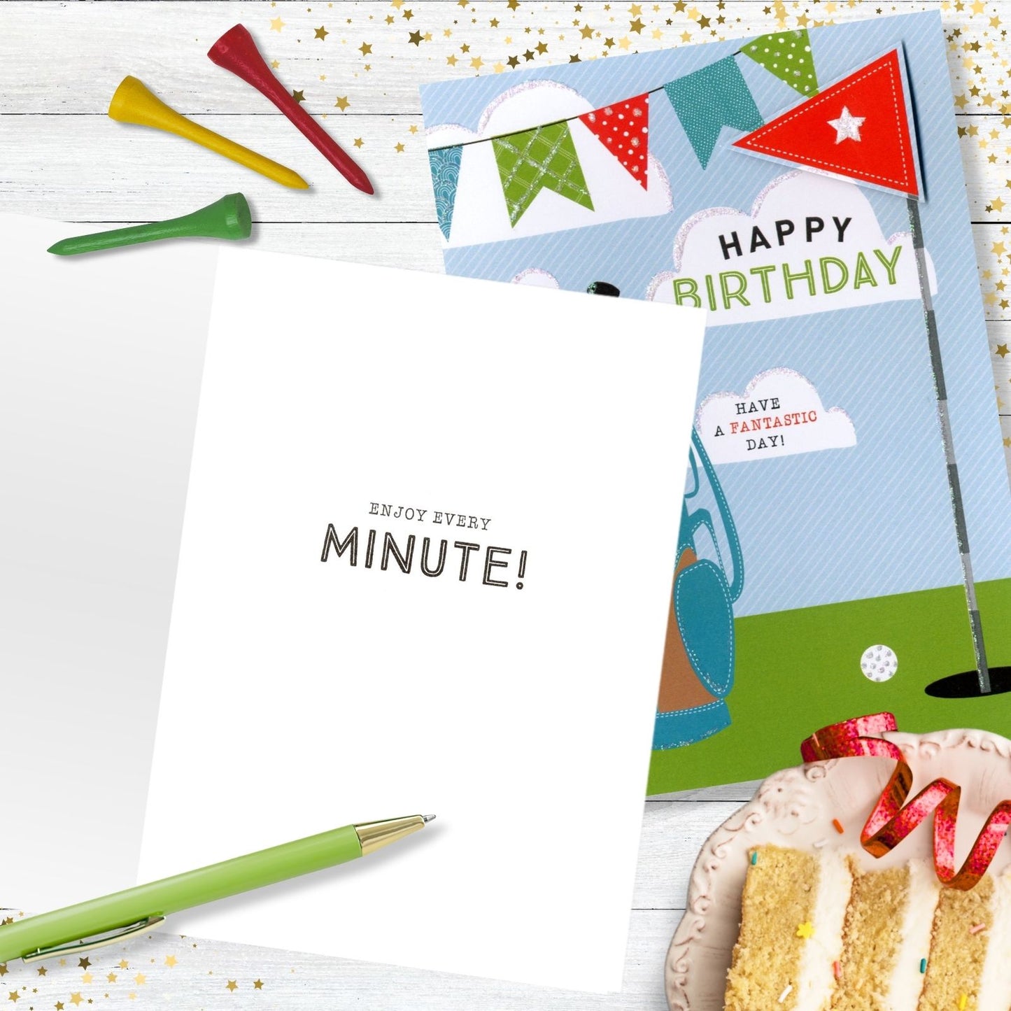 Hand-Finished Golfer Birthday Greeting Card Glittered Golf Design For Him