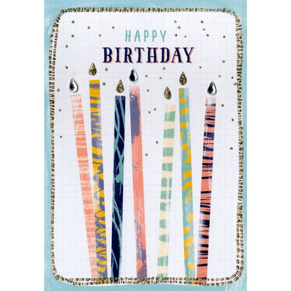 Hand-Finished Happy Birthday Candles Card Celebration Glittered Embellished