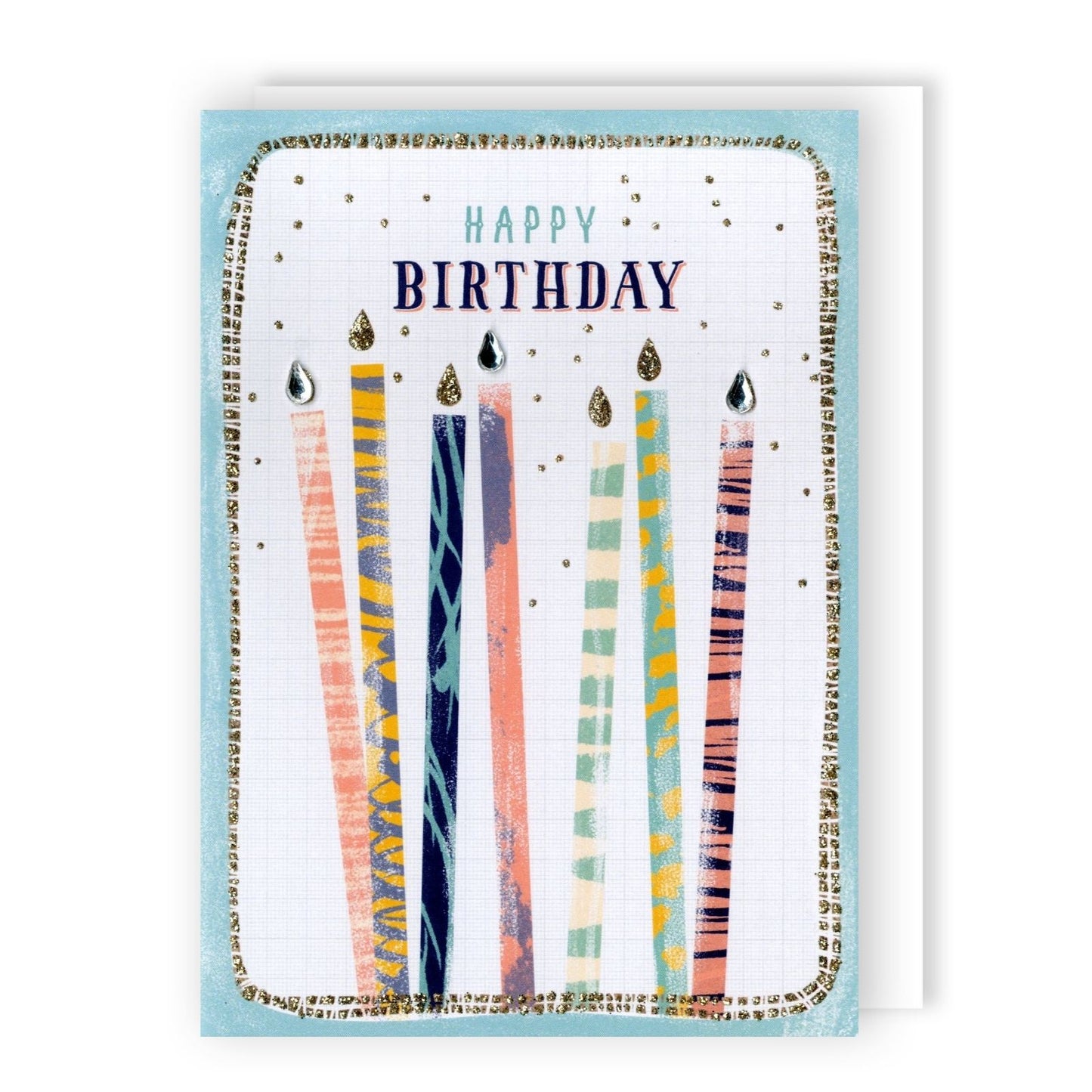 Hand-Finished Happy Birthday Candles Card Celebration Glittered Embellished