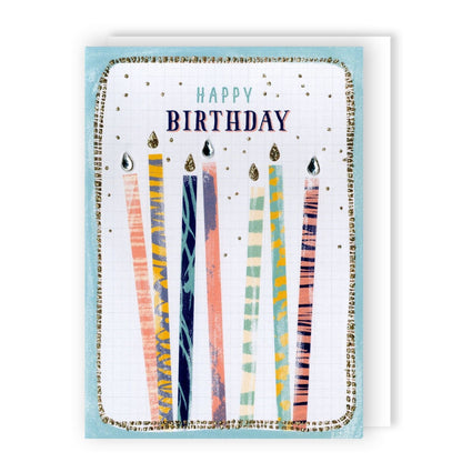 Hand-Finished Happy Birthday Candles Card Celebration Glittered Embellished