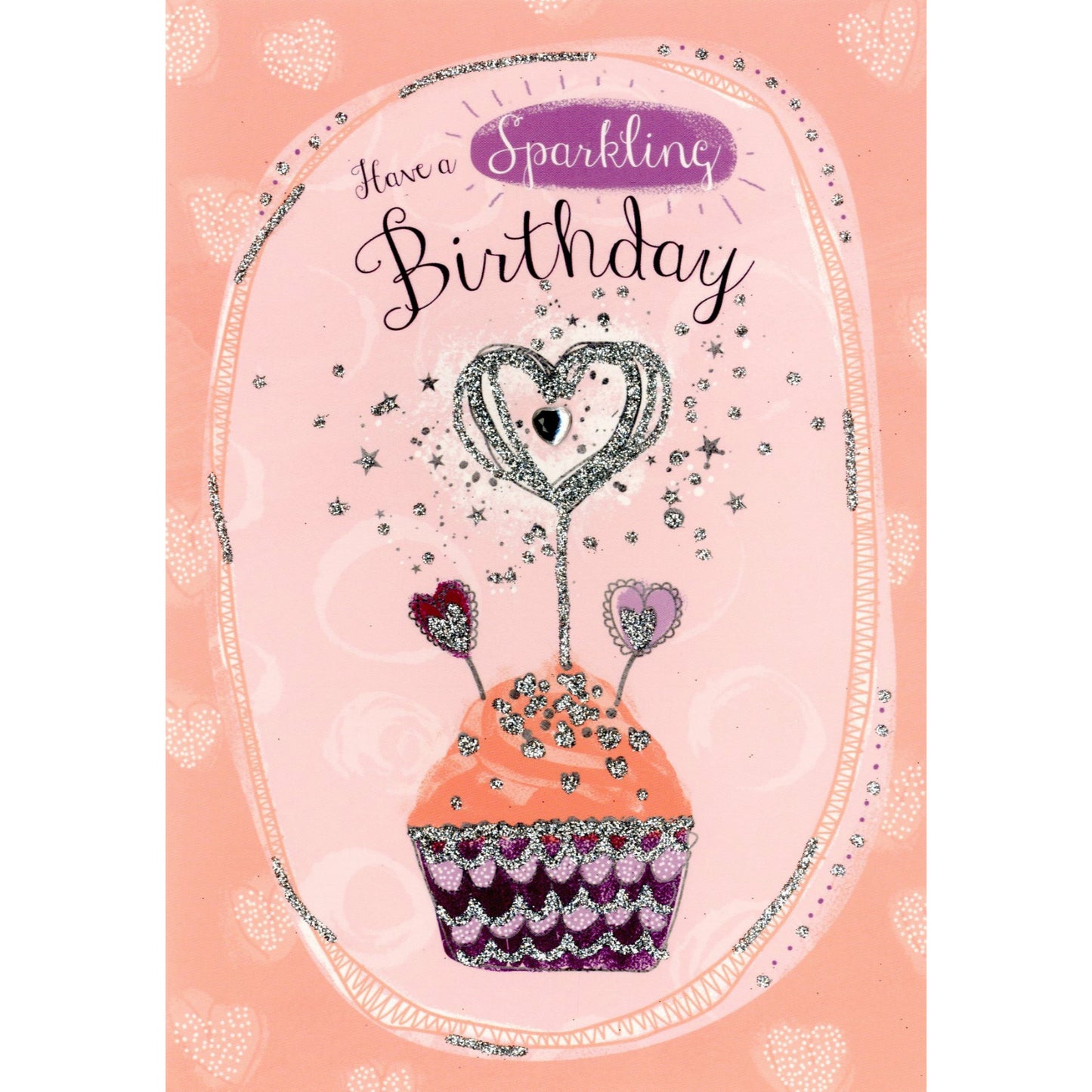 Hand-Finished Birthday Greeting Card Sparkling Cupcake Embellished For Her