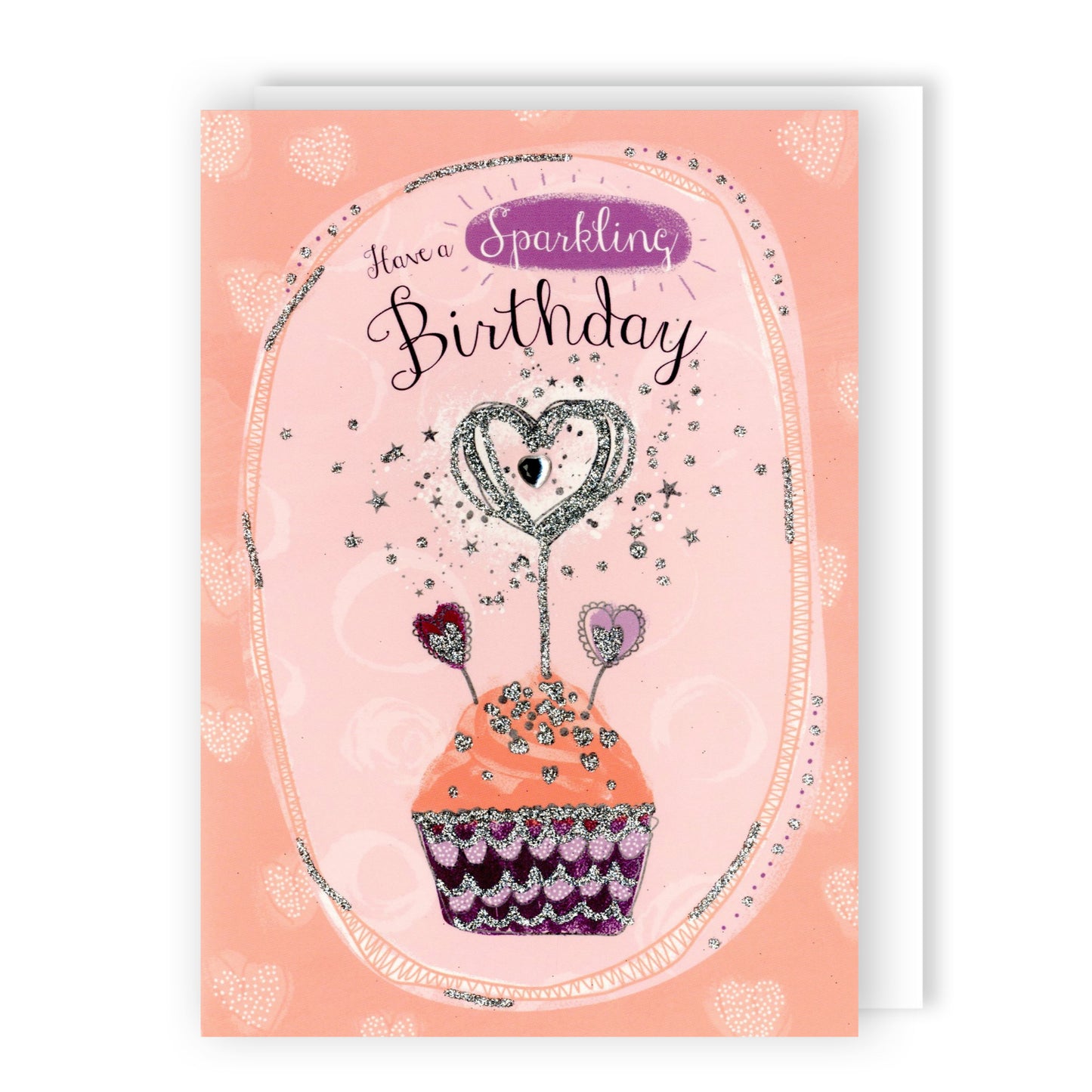 Hand-Finished Birthday Greeting Card Sparkling Cupcake Embellished For Her