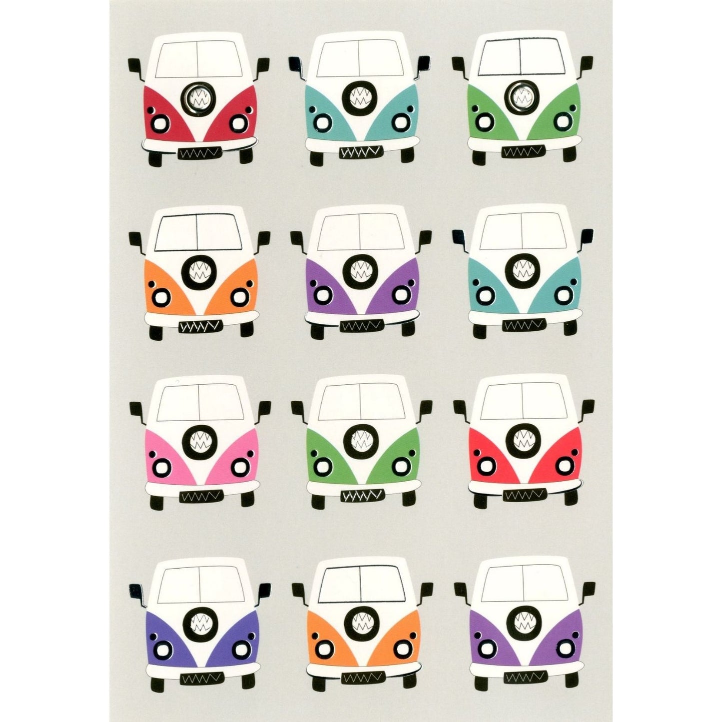 Hand-Finished Greeting Card Coloured Camper Vans Blank For Any Occasion
