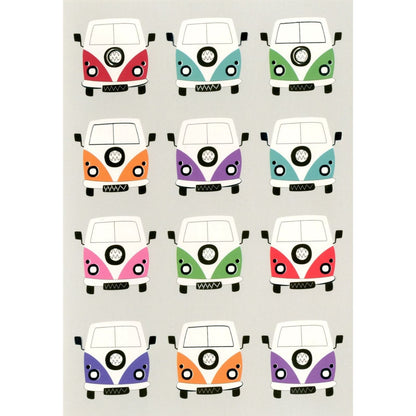 Hand-Finished Greeting Card Coloured Camper Vans Blank For Any Occasion