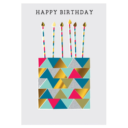 Hand-Finished Modern Birthday Greeting Card Foiled Birthday Cake For Him