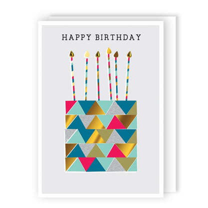 Hand-Finished Modern Birthday Greeting Card Foiled Birthday Cake For Him