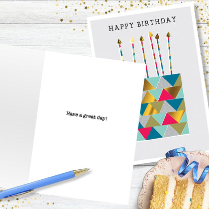 Hand-Finished Modern Birthday Greeting Card Foiled Birthday Cake For Him