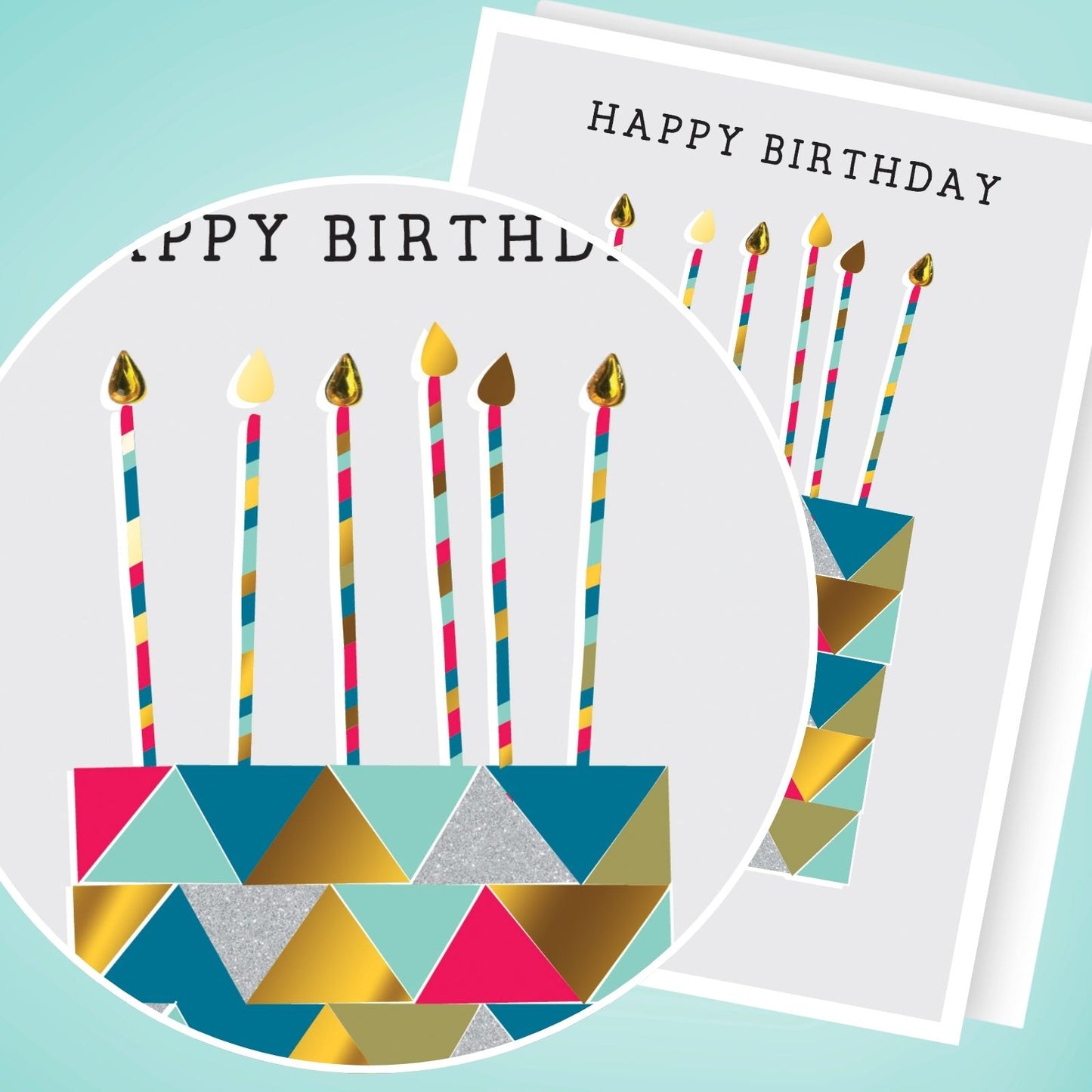 Hand-Finished Modern Birthday Greeting Card Foiled Birthday Cake For Him