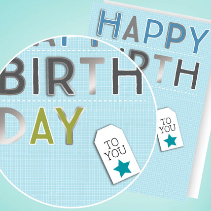 Hand-Finished Happy Birthday To You Embellished Male Greeting Card For Him