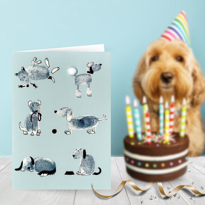 Hand-Finished Dog Greeting Card Embellished Foiled Dogs Blank For Any Occasion