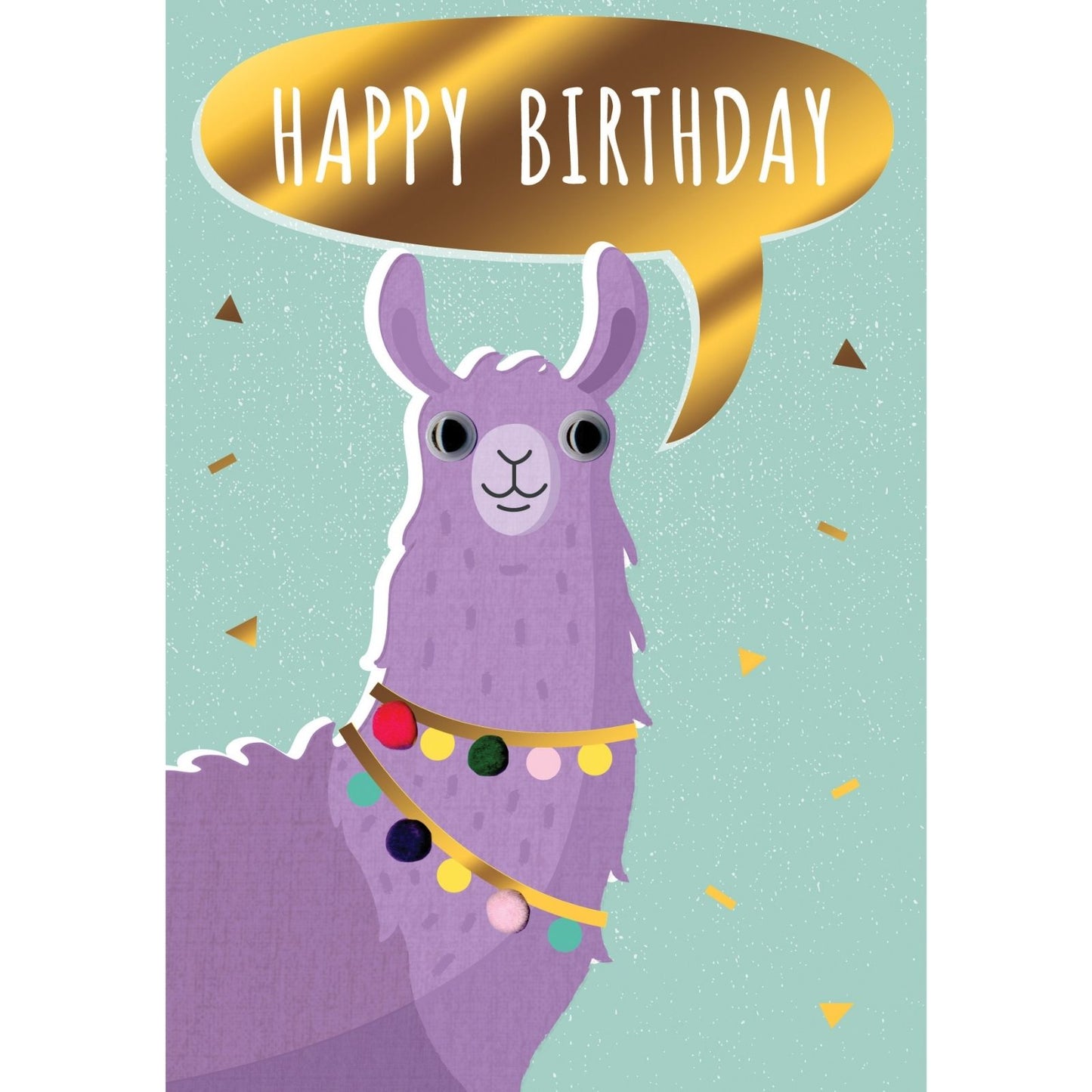 Hand-Finished Llama Birthday Greeting Card Embellished Fun Googly Eyes Card