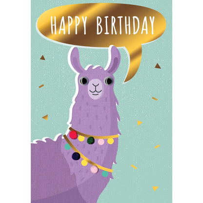 Hand-Finished Llama Birthday Greeting Card Embellished Fun Googly Eyes Card