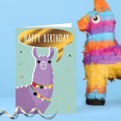 Hand-Finished Llama Birthday Greeting Card Embellished Fun Googly Eyes Card