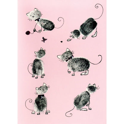 Hand-Finished Cat Greeting Card Playful Paws Embellished Blank For Any Occasion