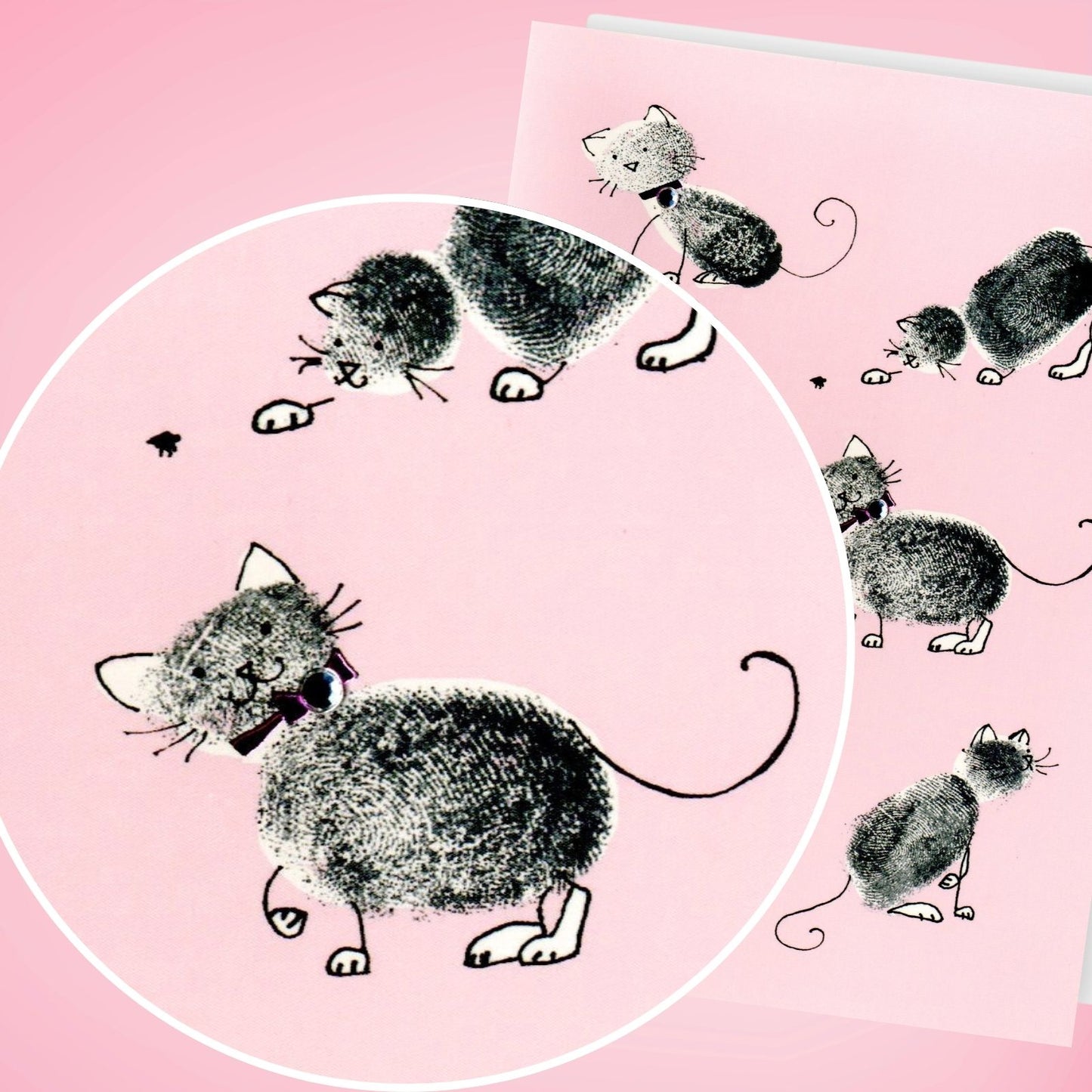Hand-Finished Cat Greeting Card Playful Paws Embellished Blank For Any Occasion