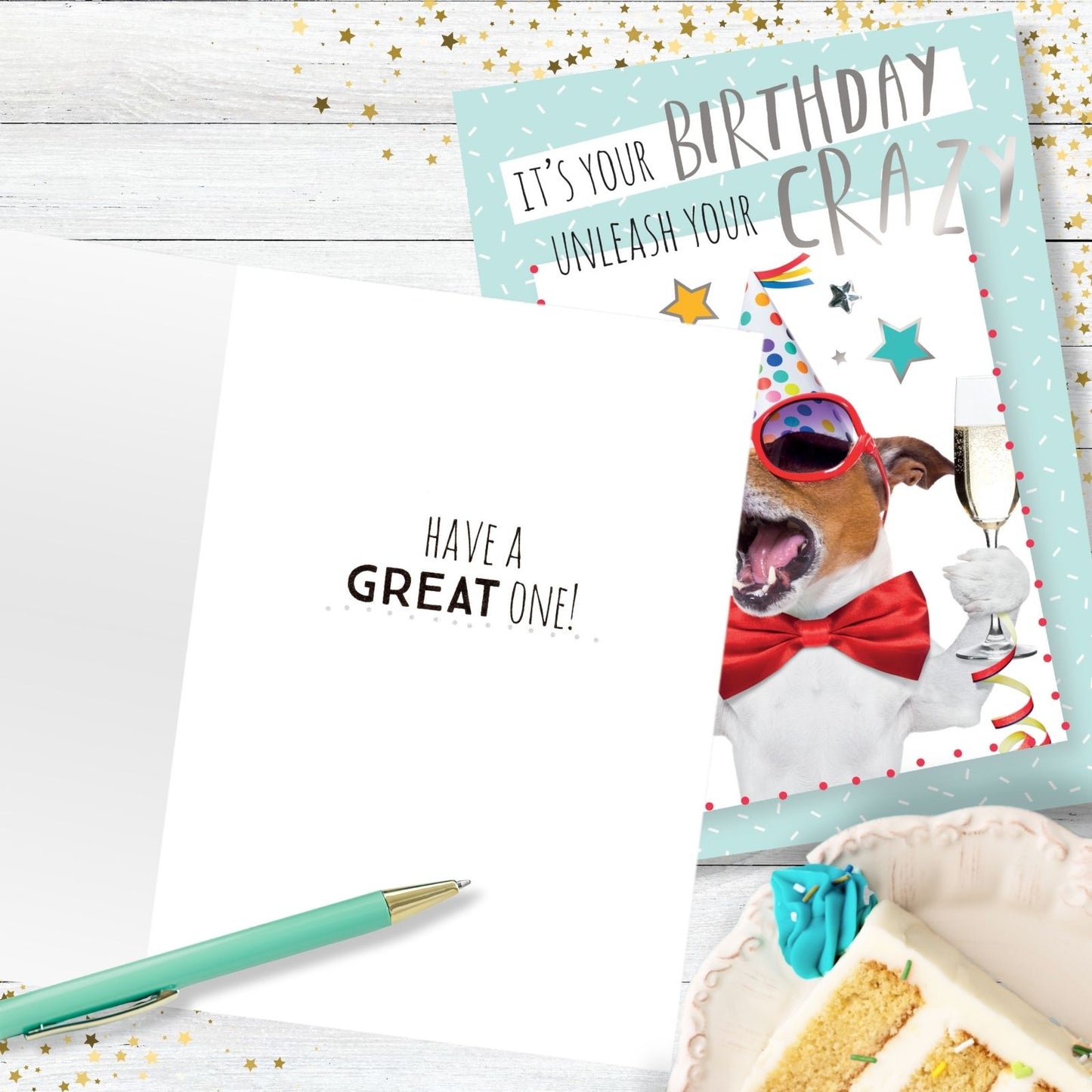 Hand-Finished Funny Birthday Greeting Card Embellished Party Karaoke Dog