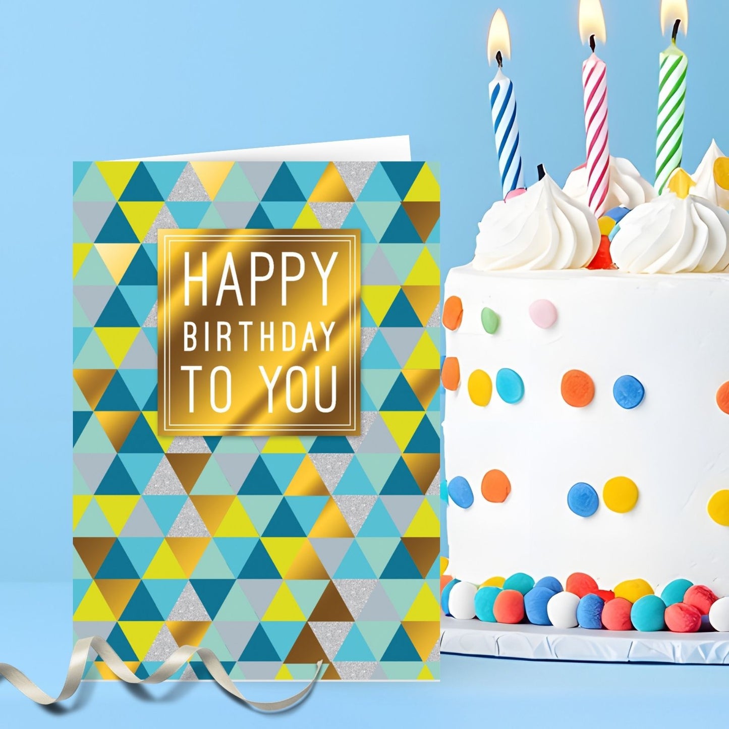 Hand-Finished Happy Birthday To You Card Modern Design Embellished For Him