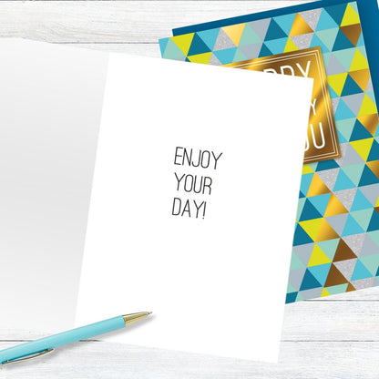 Hand-Finished Happy Birthday To You Card Modern Design Embellished For Him
