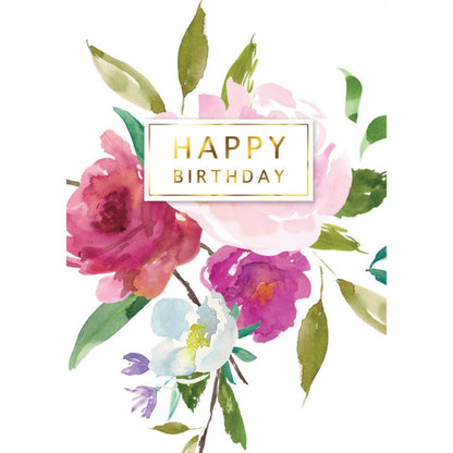 Hand-Finished Happy Birthday Card Embellished Floral Roses Greeting Card For Her