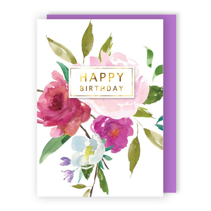 Hand-Finished Happy Birthday Card Embellished Floral Roses Greeting Card For Her