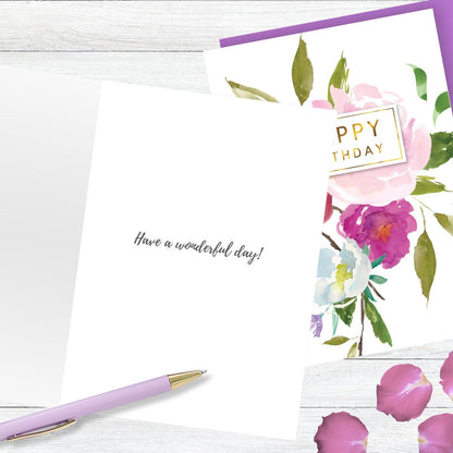 Hand-Finished Happy Birthday Card Embellished Floral Roses Greeting Card For Her