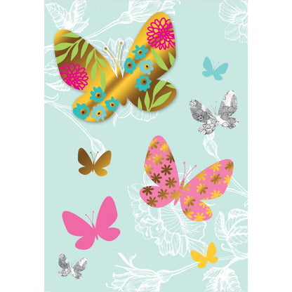 Hand-Finished Greeting Card Embellished Butterfly Design Blank For Any Occasion