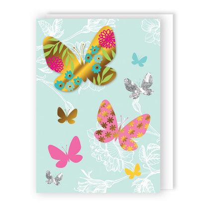 Hand-Finished Greeting Card Embellished Butterfly Design Blank For Any Occasion