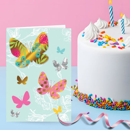 Hand-Finished Greeting Card Embellished Butterfly Design Blank For Any Occasion