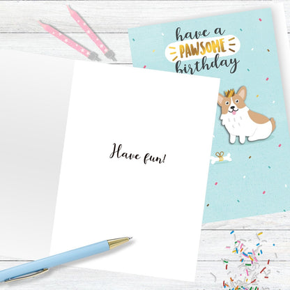 Hand-Finished Birthday Card Cat & Dog Pawsome Birthday Celebration Embellished