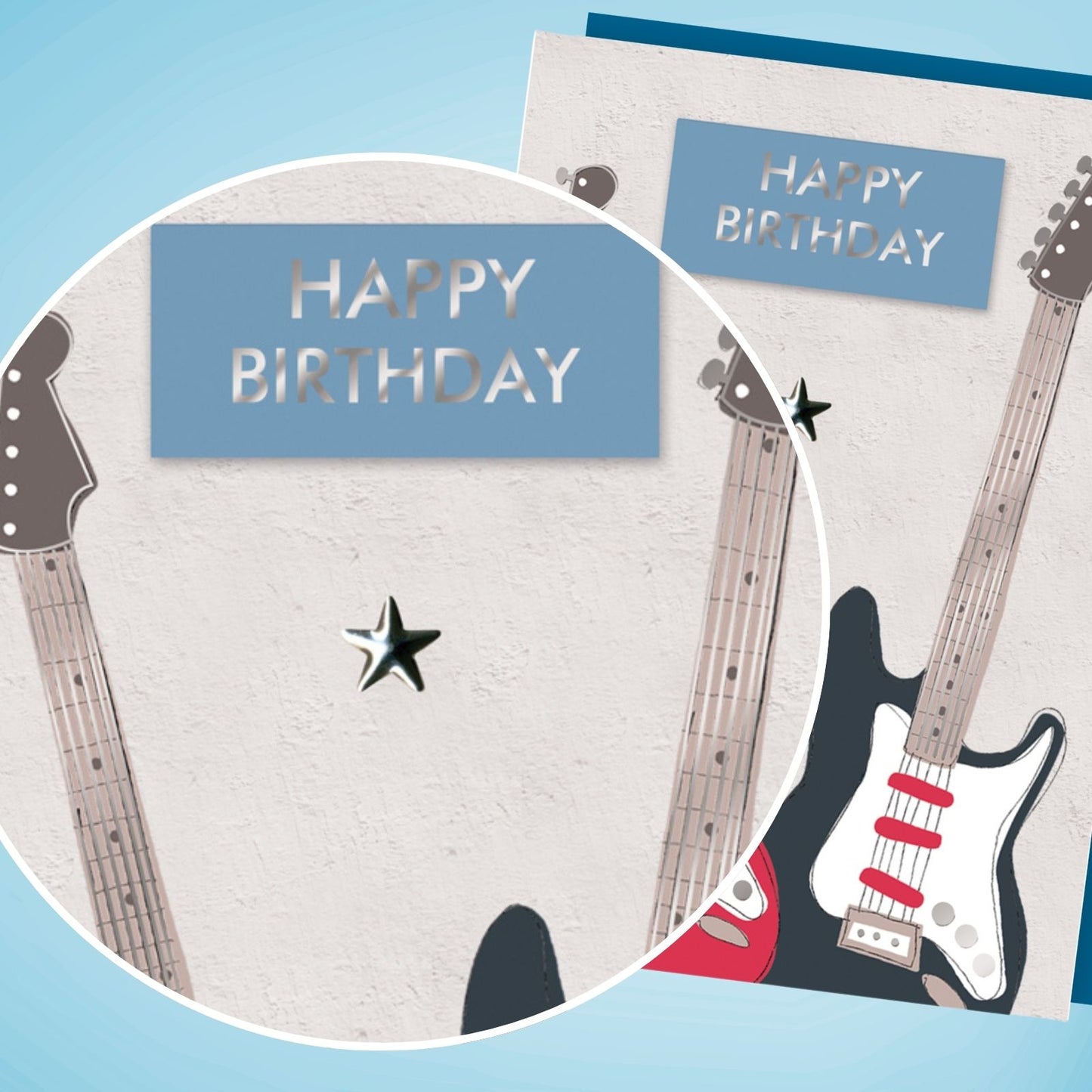 Hand-Finished Happy Birthday Guitar Card Rocking Celebration Embellished For Him