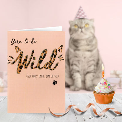 Hand-Finished Funny Birthday Card Born To Be Wild (Until 9PM) Glittered For Her