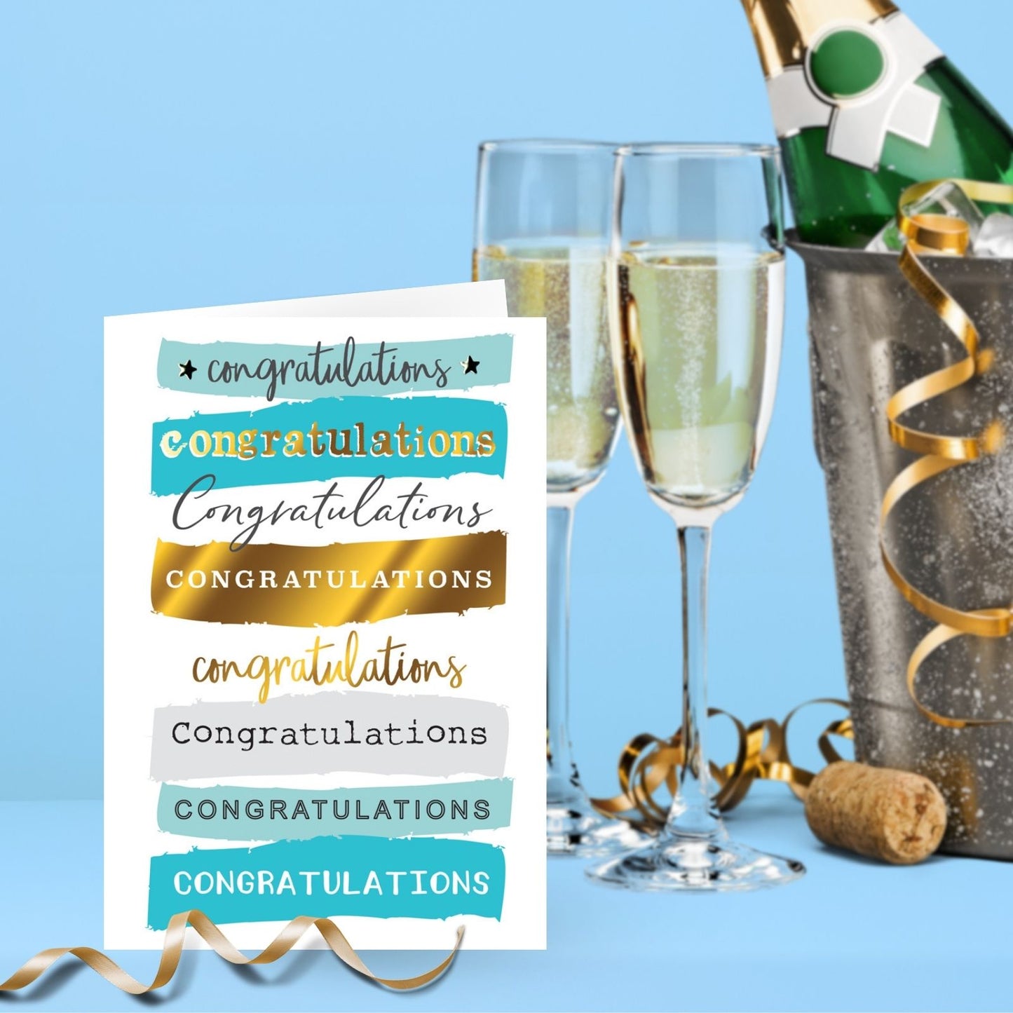 Hand-Finished Congratulations Card Any Celebration Embellished Blank Inside