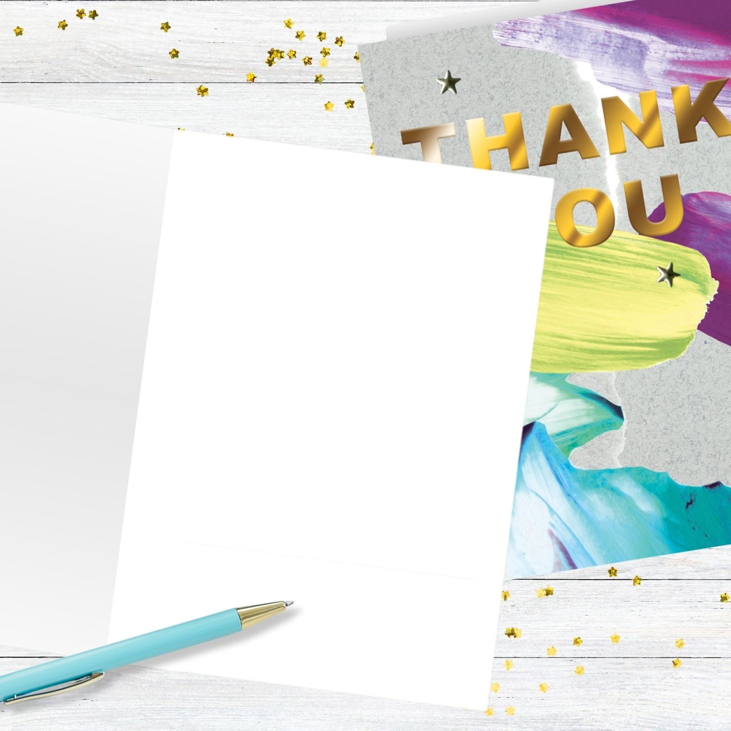 Hand-Finished Thank You Greeting Card Artistic Embellished Foiled Blank Inside