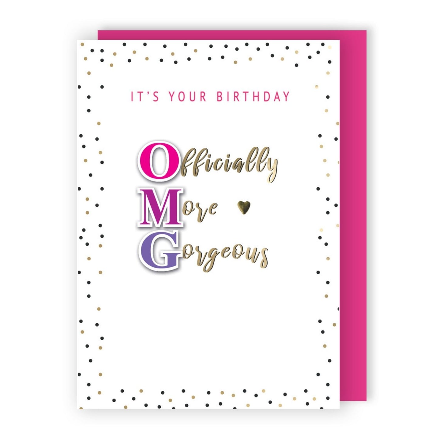 Hand-Finished OMG Birthday Card Officially More Gorgeous Embellished For Her