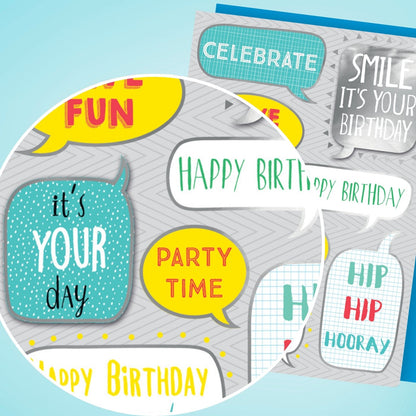 Hand-Finished Birthday Greeting Card Celebration Shout Out Embellished For Him