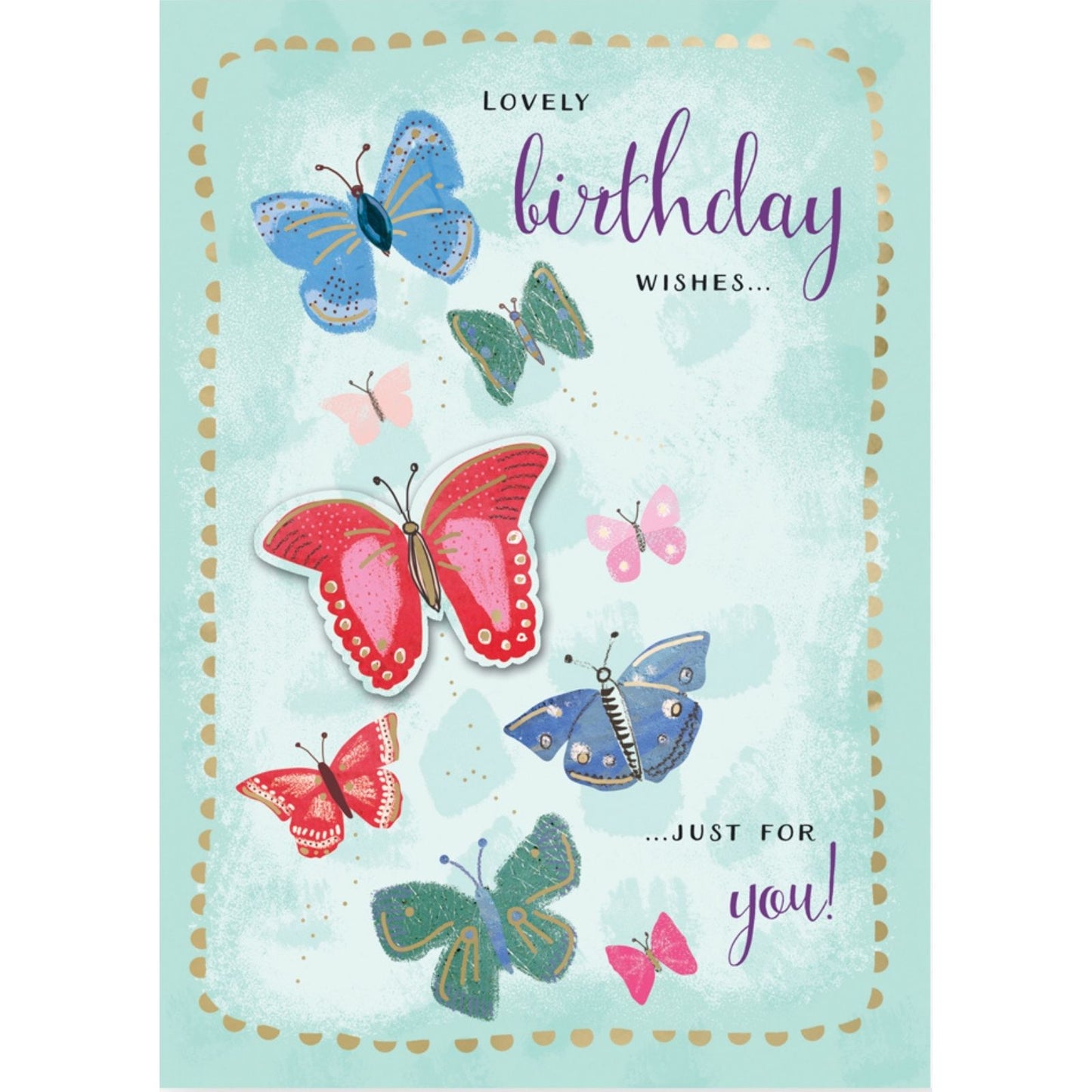 Hand-Finished Birthday Wishes Greeting Card Embellished Butterflies For Her