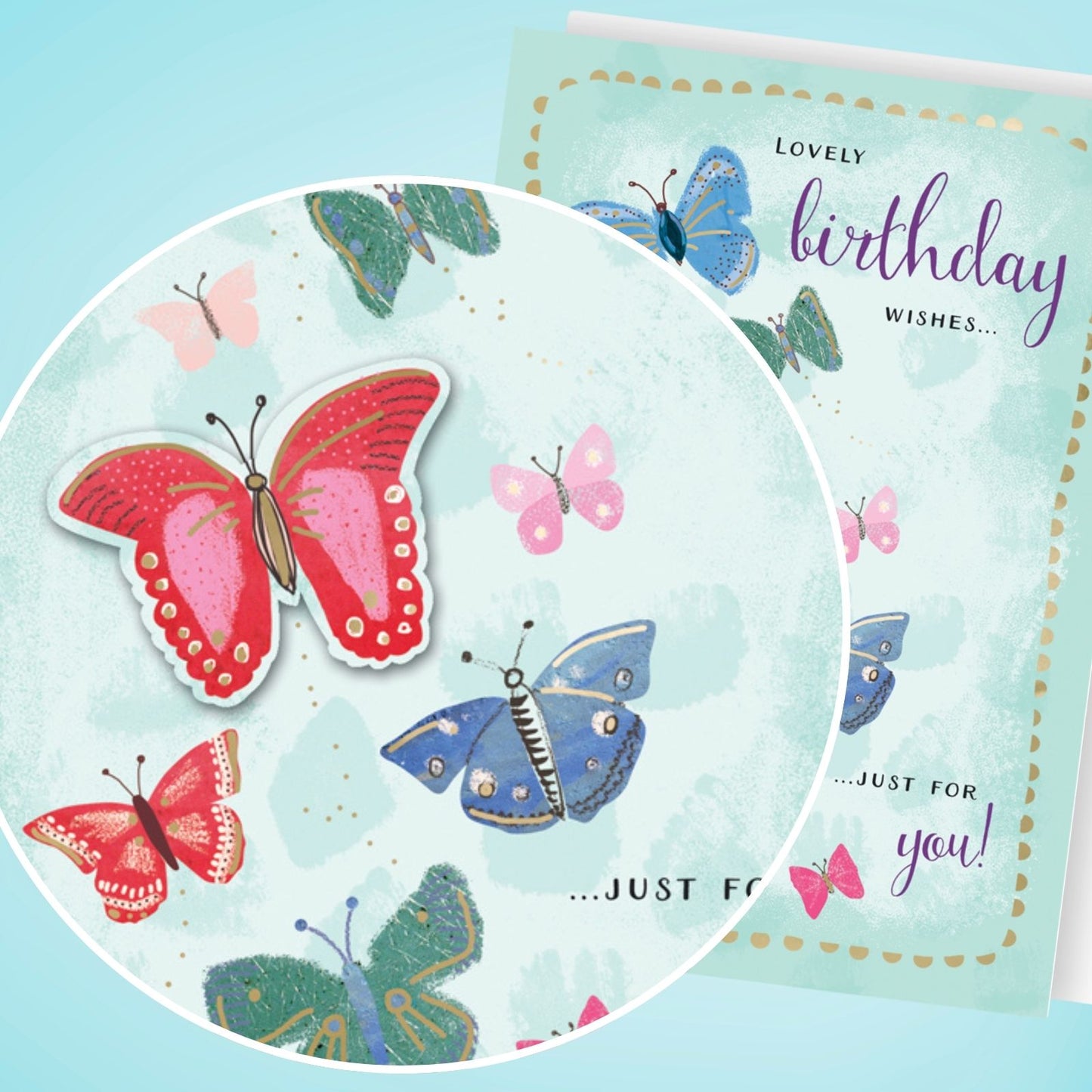 Hand-Finished Birthday Wishes Greeting Card Embellished Butterflies For Her