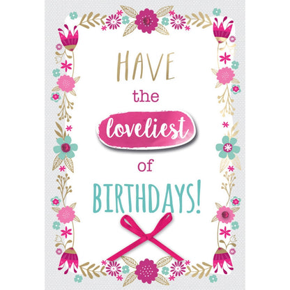 Hand-Finished Loveliest Birthday Greeting Card Celebration Embellished For Her